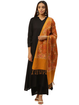 Anekaant - Mustard & Multi Floral Embroidered Acrowool Shawl