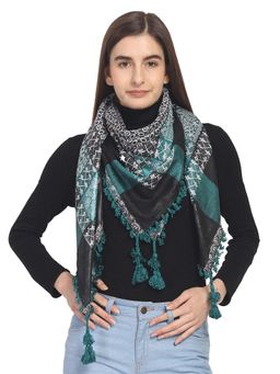 Anekaant - Black & Multi Woven Ethnic Polyester Square Scarf