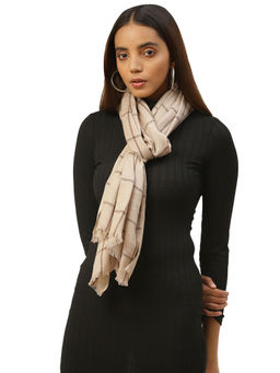 Anekaant - Brown & Gold Woven Paisley Pure Modal Scarf