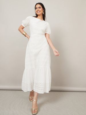 Bilqis statement dress with side gathered puff in tie and dye.