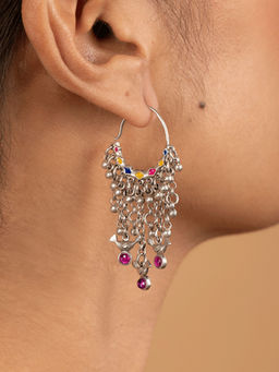 Shaya by CaratLane - Sudo Motif Sterling Silver Hoops