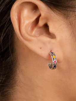 Shaya by CaratLane - Chokti Pattern Sterling Silver Hoops