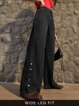 The Souled Store - Women Black Solid/Plain Pure Cotton Jeans