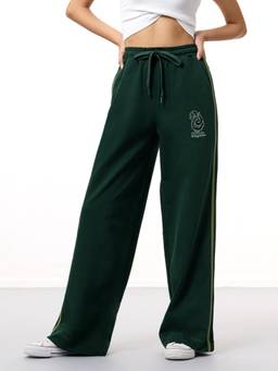The Souled Store - Women Green Embroidered Pure Cotton Pant