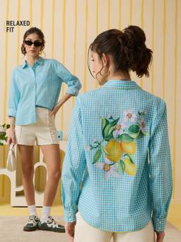 The Souled Store - Women Blue Checks Pure Cotton Shirt