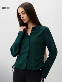 The Souled Store - Women Green Solid/Plain Viscose Shirt