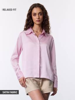 The Souled Store - Women Pink Solid/Plain Polyester Shirt