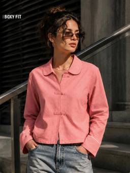 The Souled Store - Women Pink Checks Pure Cotton Shirt