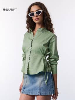 The Souled Store - Women Green Checks Pure Cotton Shirt