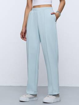The Souled Store - Women Blue Solid/Plain Polyester Pant