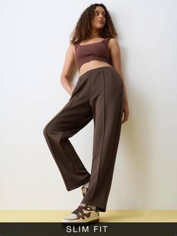 The Souled Store - Women Brown Solid/Plain Polyester Blend Pant
