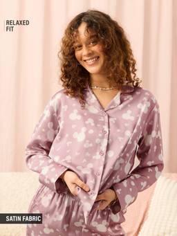 The Souled Store - Women Mauve Printed Polyester Satin Shirt