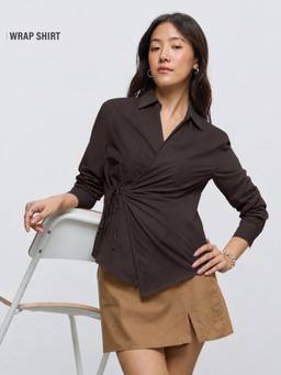 The Souled Store - Women Brown Solid/Plain Polyester Blend Shirt