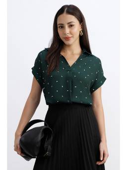 Allen Solly - Women Green Printed Polyester Top