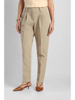 Van Heusen - Women Beige Solid/Plain Polyester Blend Trouser