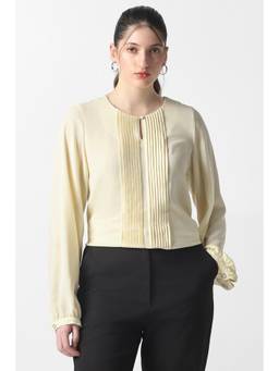 Van Heusen - Women Beige Pleated Polyester Top