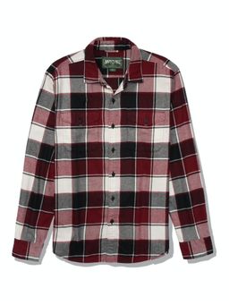 American Eagle - Men Maroon Super Soft Plaid Flannel Shirt