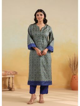 RATAN JAIPUR - Green Printed Silk Kurta