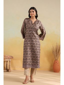 RATAN JAIPUR - Brown Printed Silk Kurta