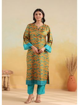 RATAN JAIPUR - Orange Printed Silk Kurta