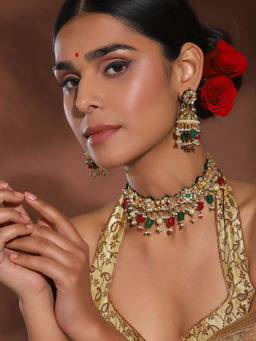 Ruby Raang Studio - Kundan Choker With Jhumki Earrings