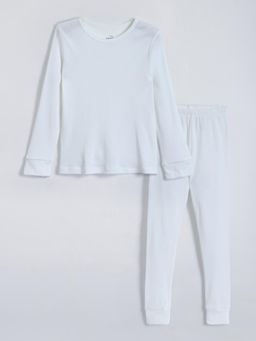 Hopscotch - Ribbed Textured Thermal T-Shirt with Pant