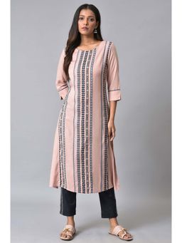 W - Pink Geometric Plus Size Kurta