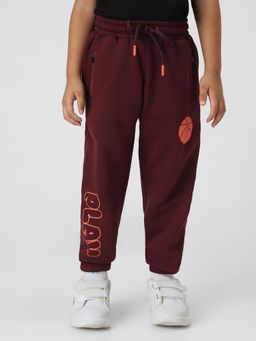 Nautinati - Boys Maroon Solid Utility Mid Rise Joggers