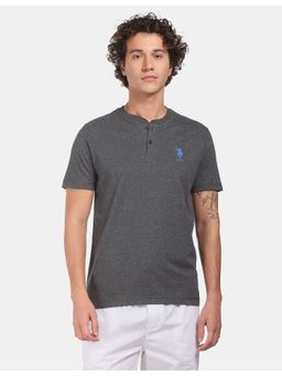 U.S. POLO ASSN. - Men Grey I686 Comfort Fit Solid Cotton T-Shirt