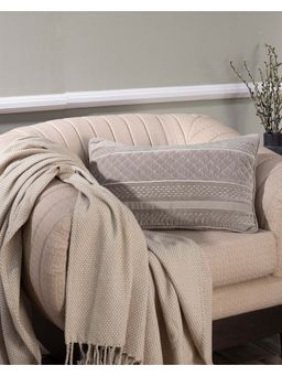 Maspar - Vintage Grandeur Vintgem Embroidery Hand Cotton Neutral Medium Cushion Cover