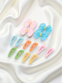 Ribbon Candy - Multi-Color Hair Clips with Rubber Bands for Girls (Pack of 14)