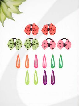 Ribbon Candy - Multi-Color Hair Clips with Rubber Bands for Girls (Pack of 16)