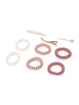 Ribbon Candy - Brown Hair Pins & Rubber band For Girls (Pack of 4)