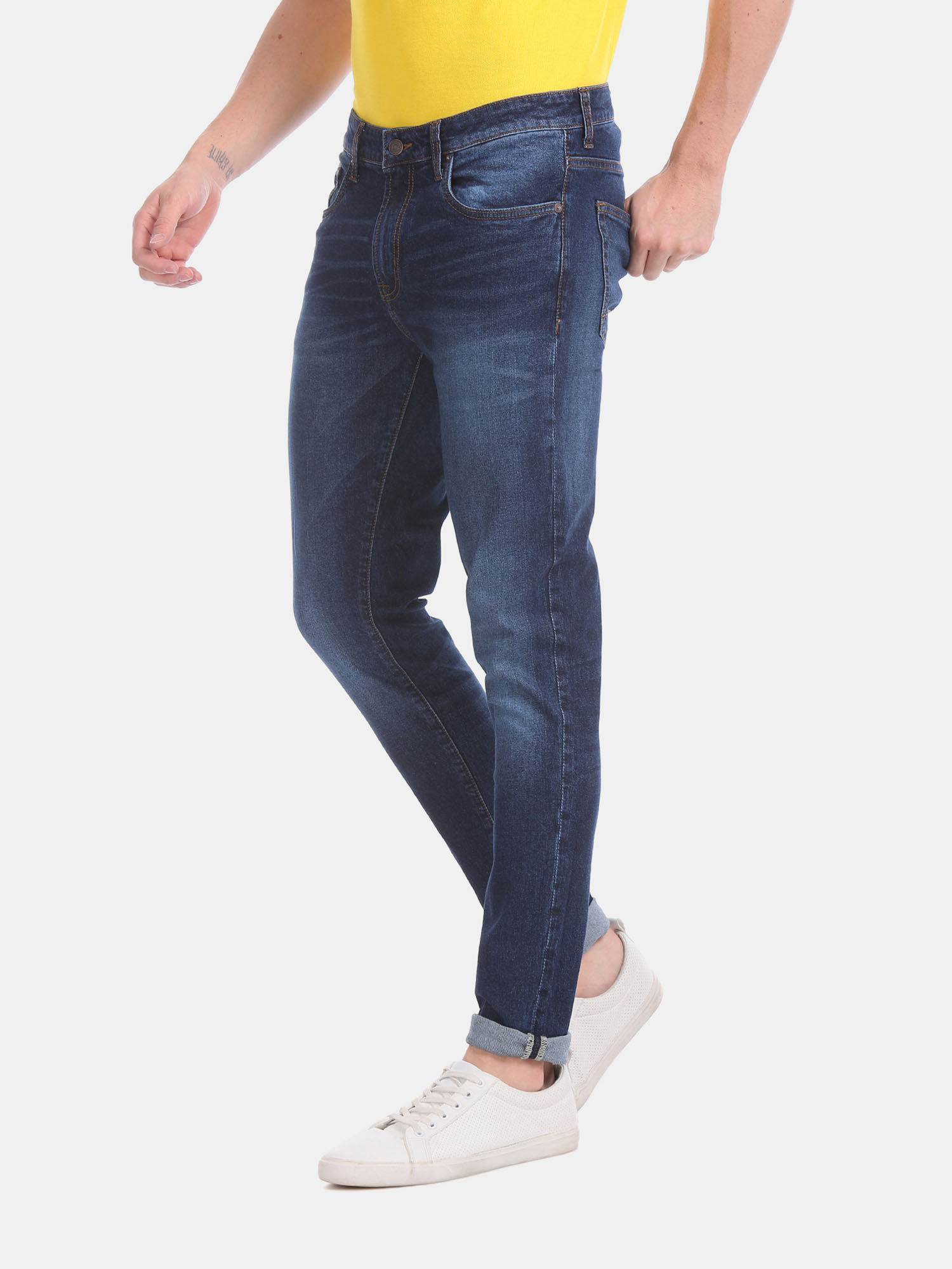 Blue Super Skinny Fit Stone Wash Jeans 