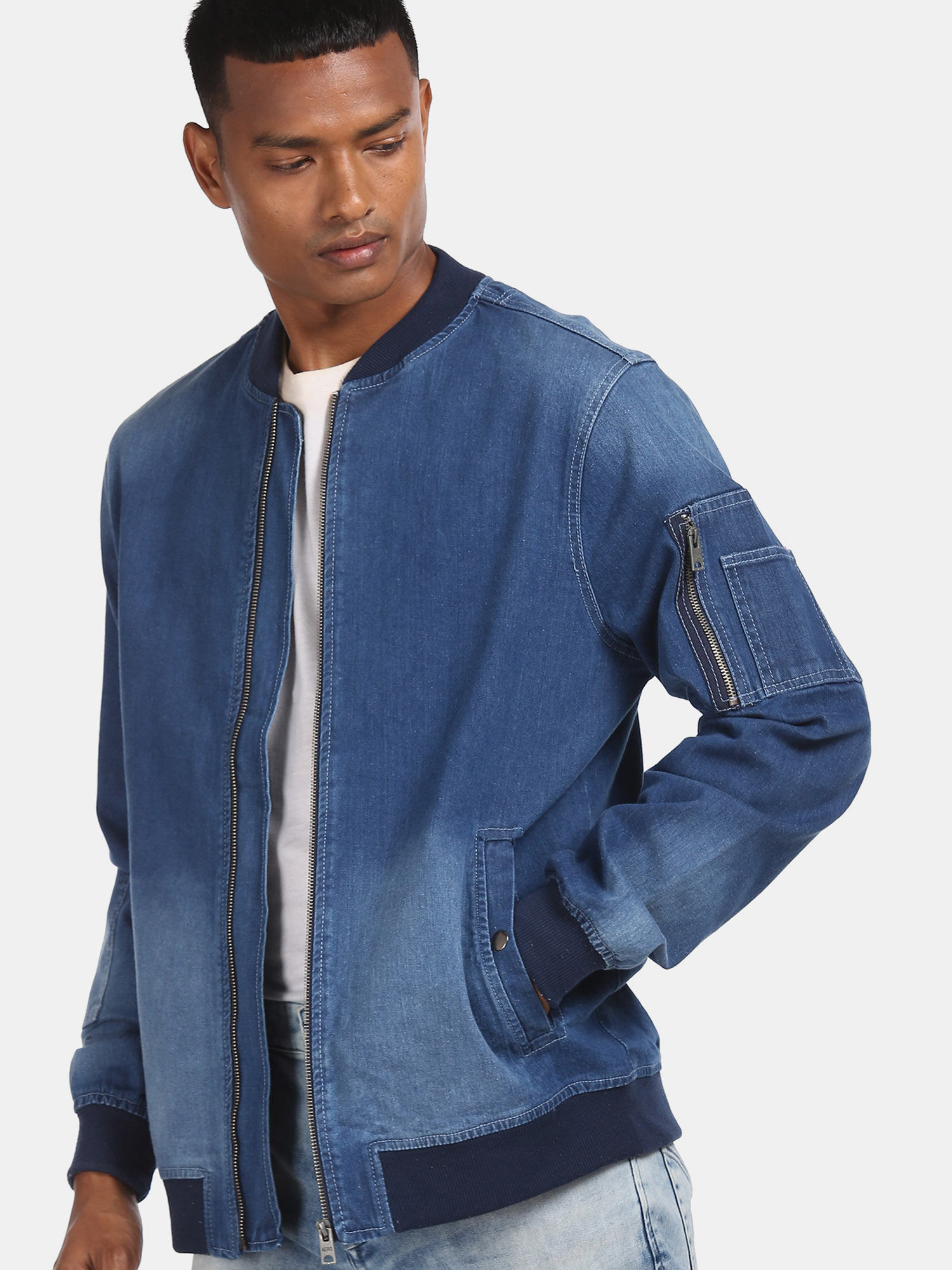 Buy Aeropostale Men Blue Stand Collar 