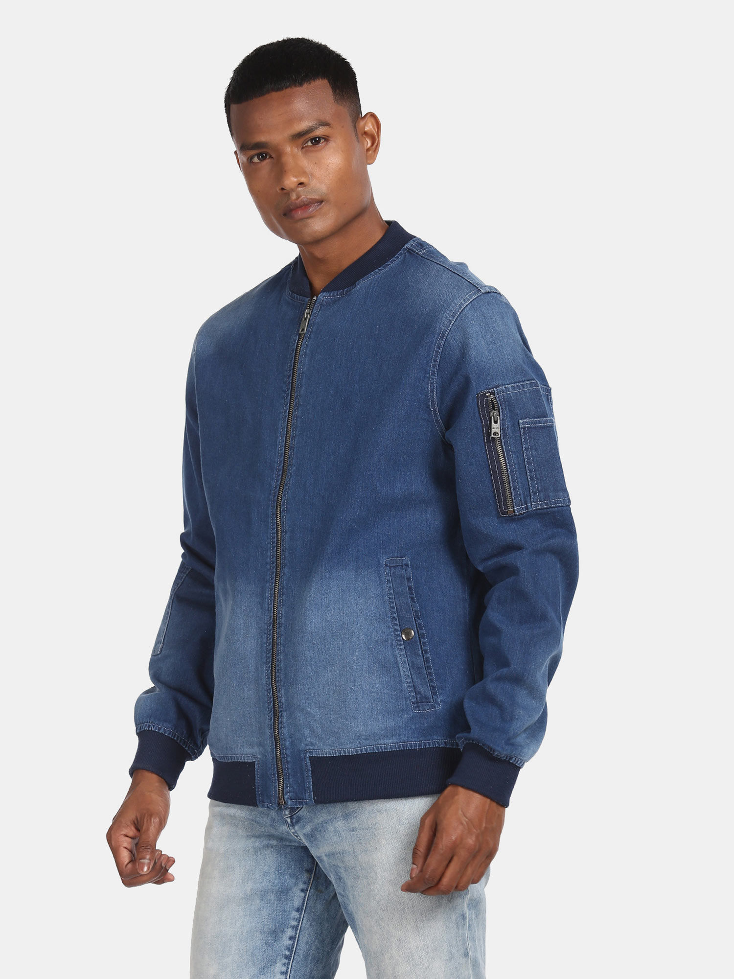 Buy Aeropostale Men Blue Stand Collar 