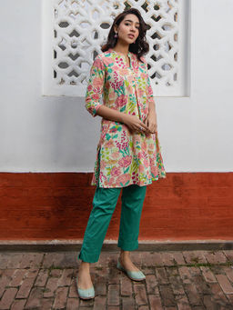 Janasya - Women Multi-Color Cotton Floral Printed Kurta