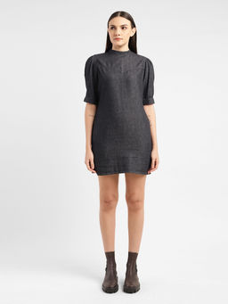 Levi's - Womens Solid Black High Neck Mini Dress