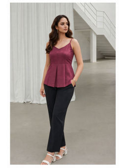 MYSHKA - Mauve Solid/Plain Sleeveless Top