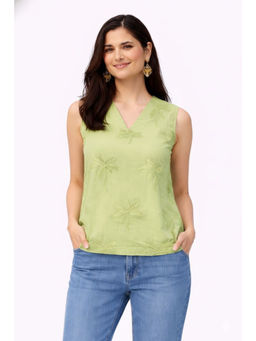 MYSHKA - Green Embroidered Sleeveless Top