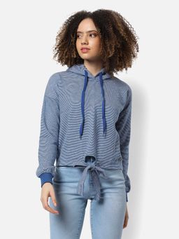 Campus Sutra - Womens Striped Sweatshirt With Hoodie