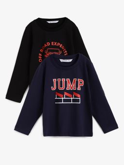 Campana - Boys Daniel Full Sleeves Round Neck T-Shirt Print Navy & Black (Pack of 2)