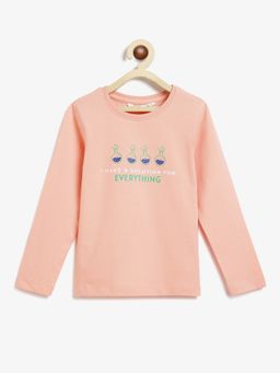 Campana - Girls Skye Full Sleeves T-Shirt Solution Print Peach