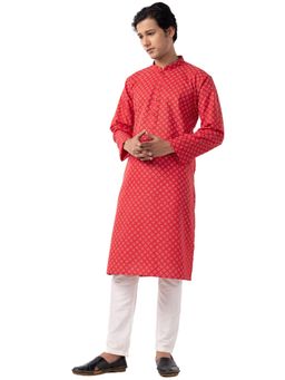 THE KURTA COMPANY - Mens Red Printed Ethnic Kurta