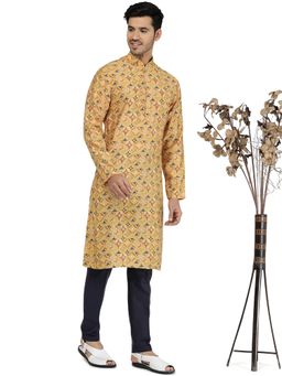 THE KURTA COMPANY - Mens Silk Blend Yellow Ethnic Kurta