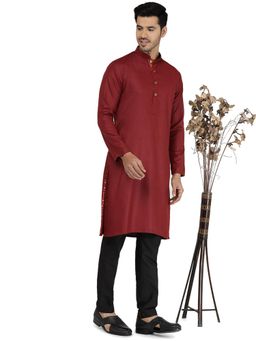 THE KURTA COMPANY - Mens Red Solid Kurta