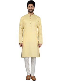 THE KURTA COMPANY - Mens Yellow Solid Kurta