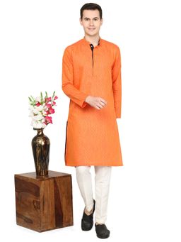THE KURTA COMPANY - Mens Orange Silk Blend Kurta