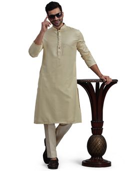 THE KURTA COMPANY - Mens Beige Silk Blend Regular Fit Kurta