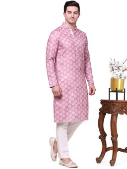 THE KURTA COMPANY - Mens Onion Pink Printed Kurta